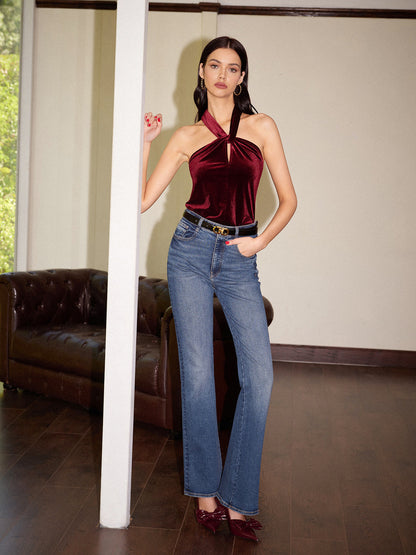 Kadife Kesimli Halter Bluz