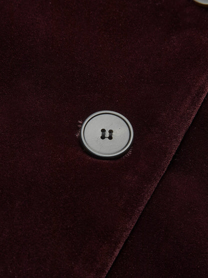 Kadife Yaka Kısa Blazer Etek Set