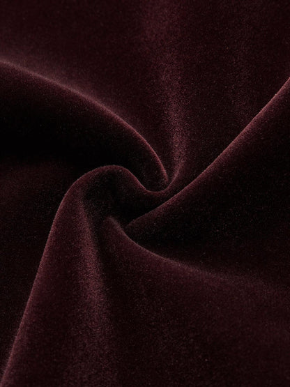 Bordo Kadife Düğme Detaylı Kısa Ceket
