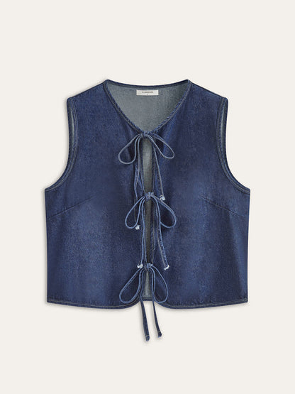 Vintage Denim Kravat Yelek