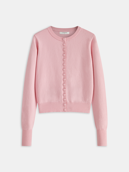 Powder Pink Button Knit Hırka