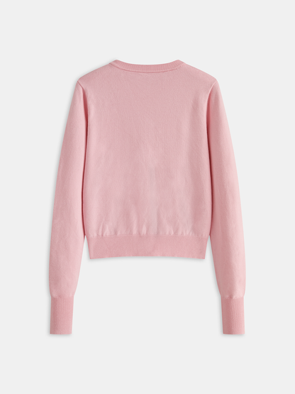 Powder Pink Button Knit Hırka