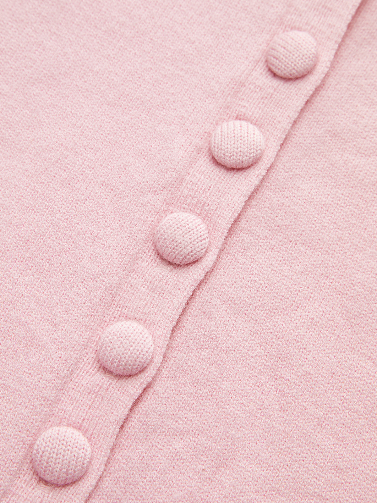 Powder Pink Button Knit Hırka