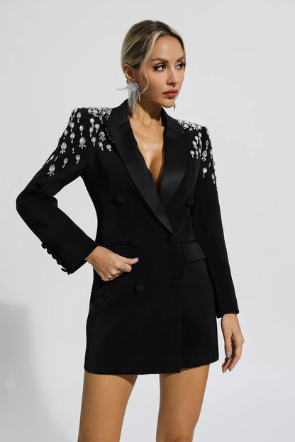 Capri Siyah Elmas Süslemeli Blazer