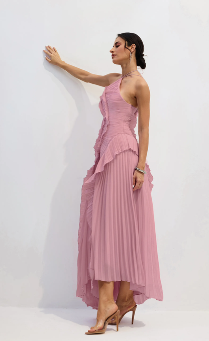 Olyssa Nina Halter Yaka Midi Elbise