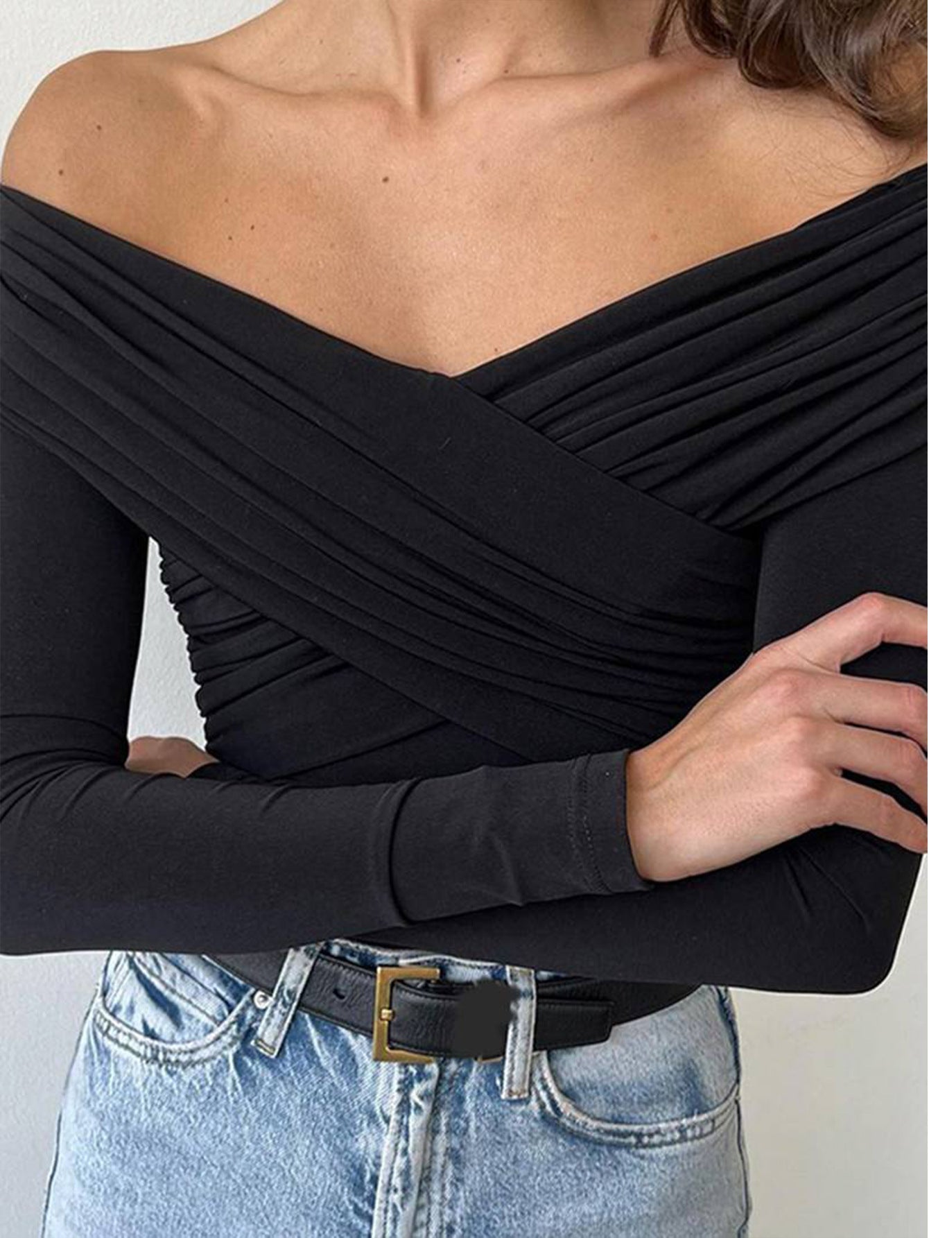 Siyah Off-Shoulder Fit Body