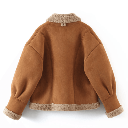Kürklü Kahverengi Oversize Mont