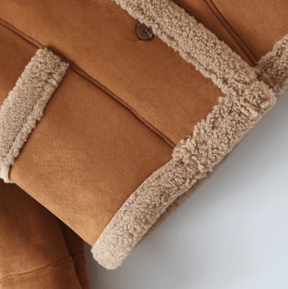 Kürklü Kahverengi Oversize Mont