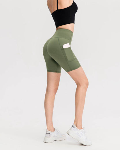 Yeşil Yüksek Belli Hızlı Kuruyan Yoga Şortu