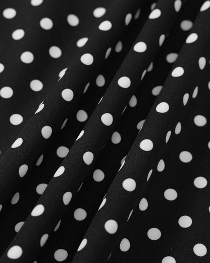 Black Polka Dot Lace Trim Maxi Dress