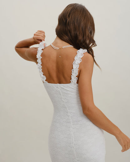 White Lace Bodycon Slip Maxi Dress
