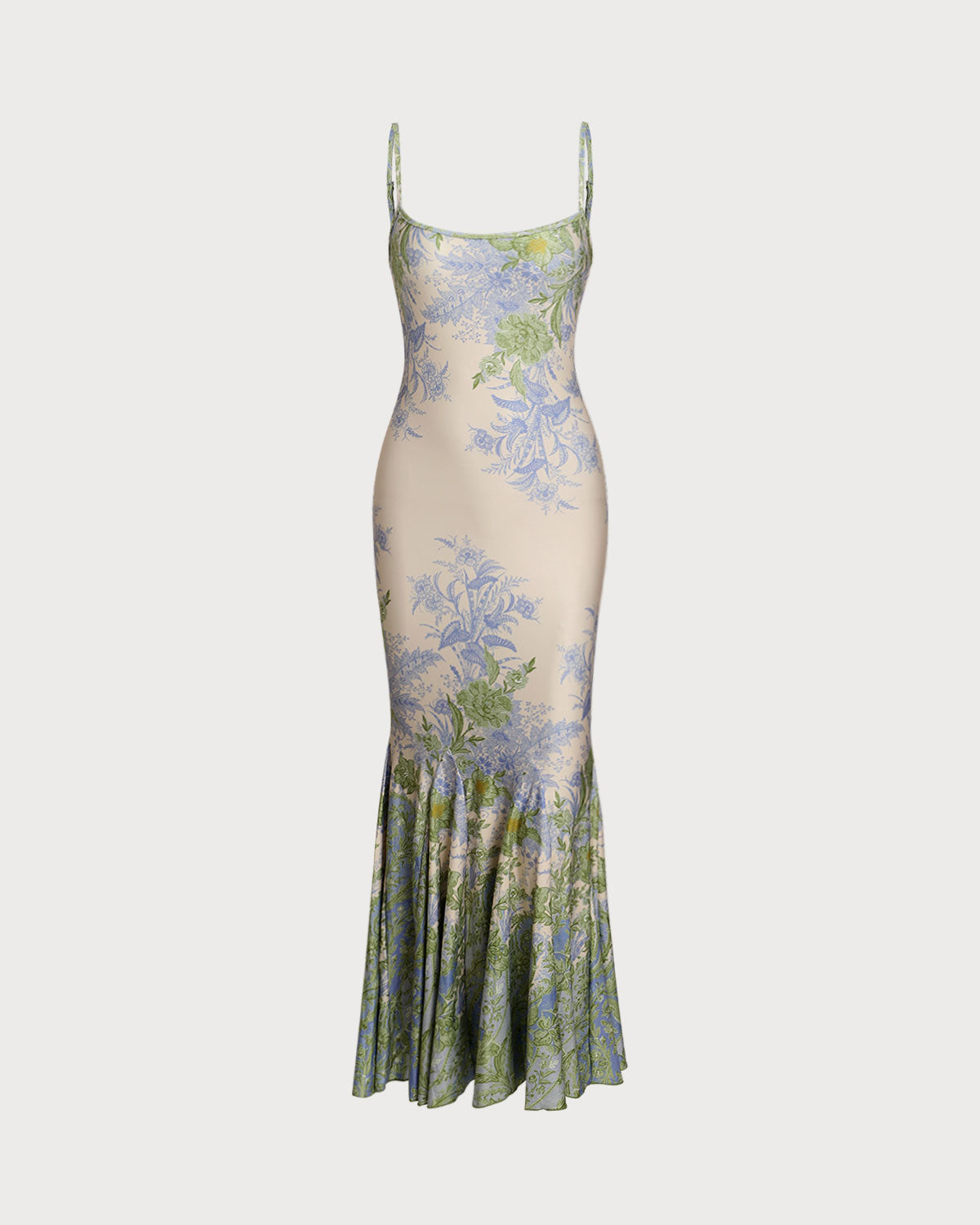 Green Floral Slip Mermaid Maxi Dress