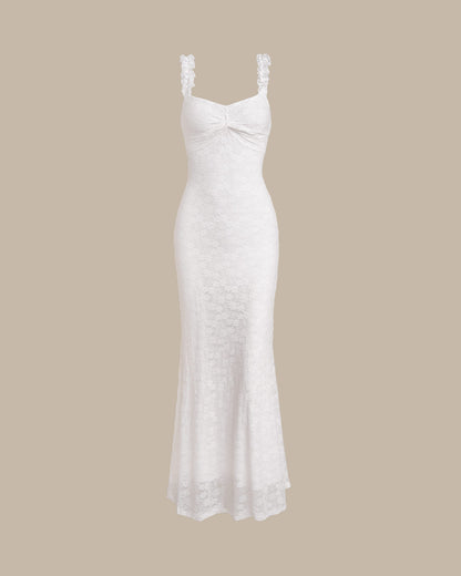 White Lace Bodycon Slip Maxi Dress