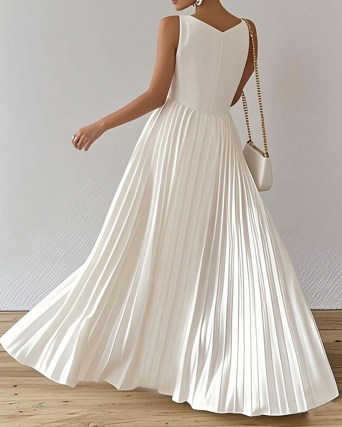 White V Neck Sleeveless Maxi Dress