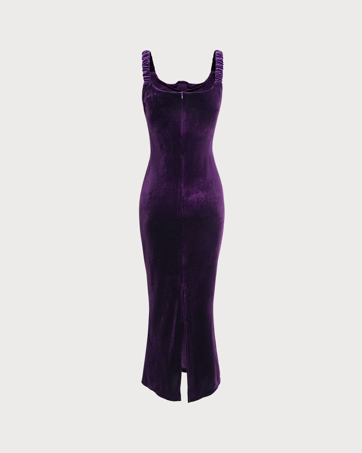 Purple U Neck Bodycon Velvet Maxi Dress