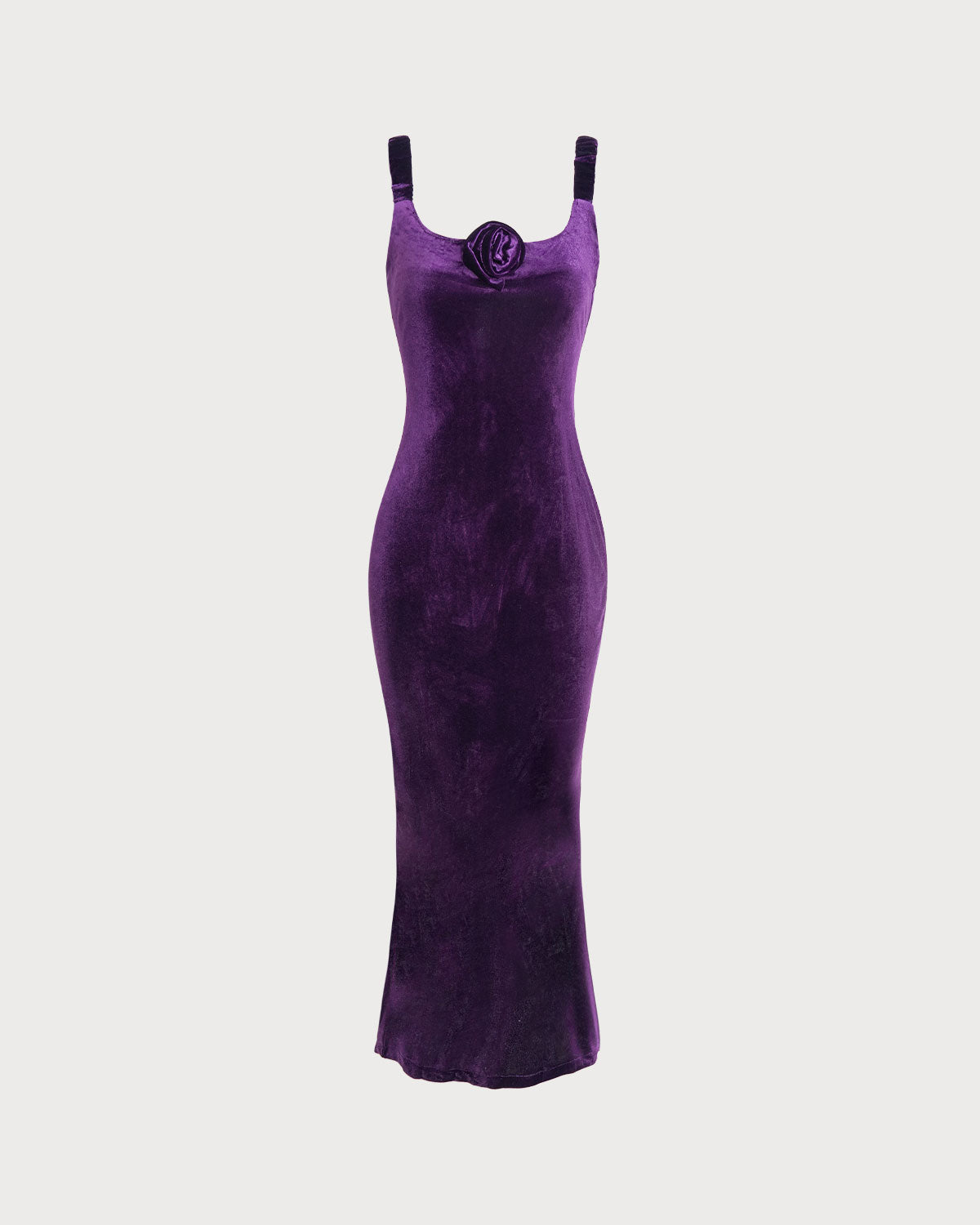 Purple U Neck Bodycon Velvet Maxi Dress