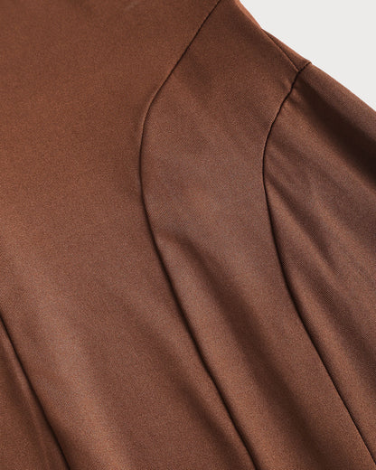 Brown Asymmetrical A-Line Maxi Dress