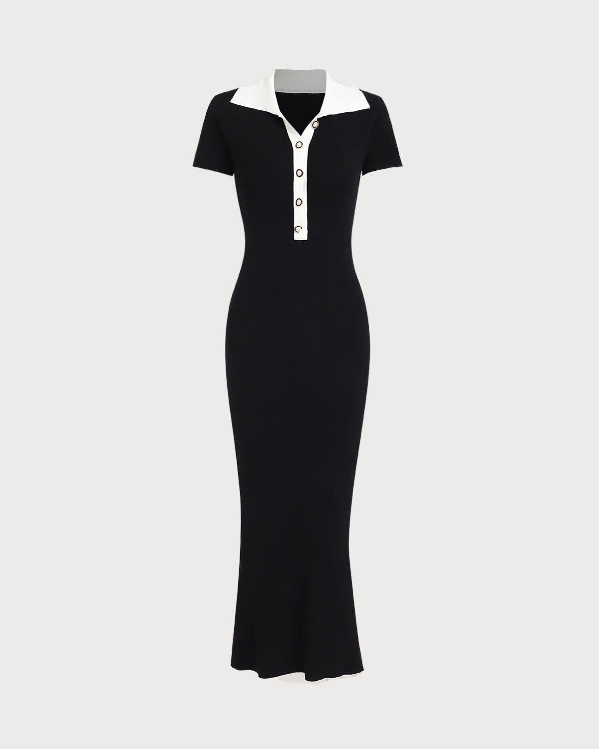 Black Contrast Bodycon Sweater Maxi Dress