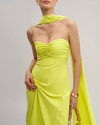 Yellow Strapless Maxi Dress