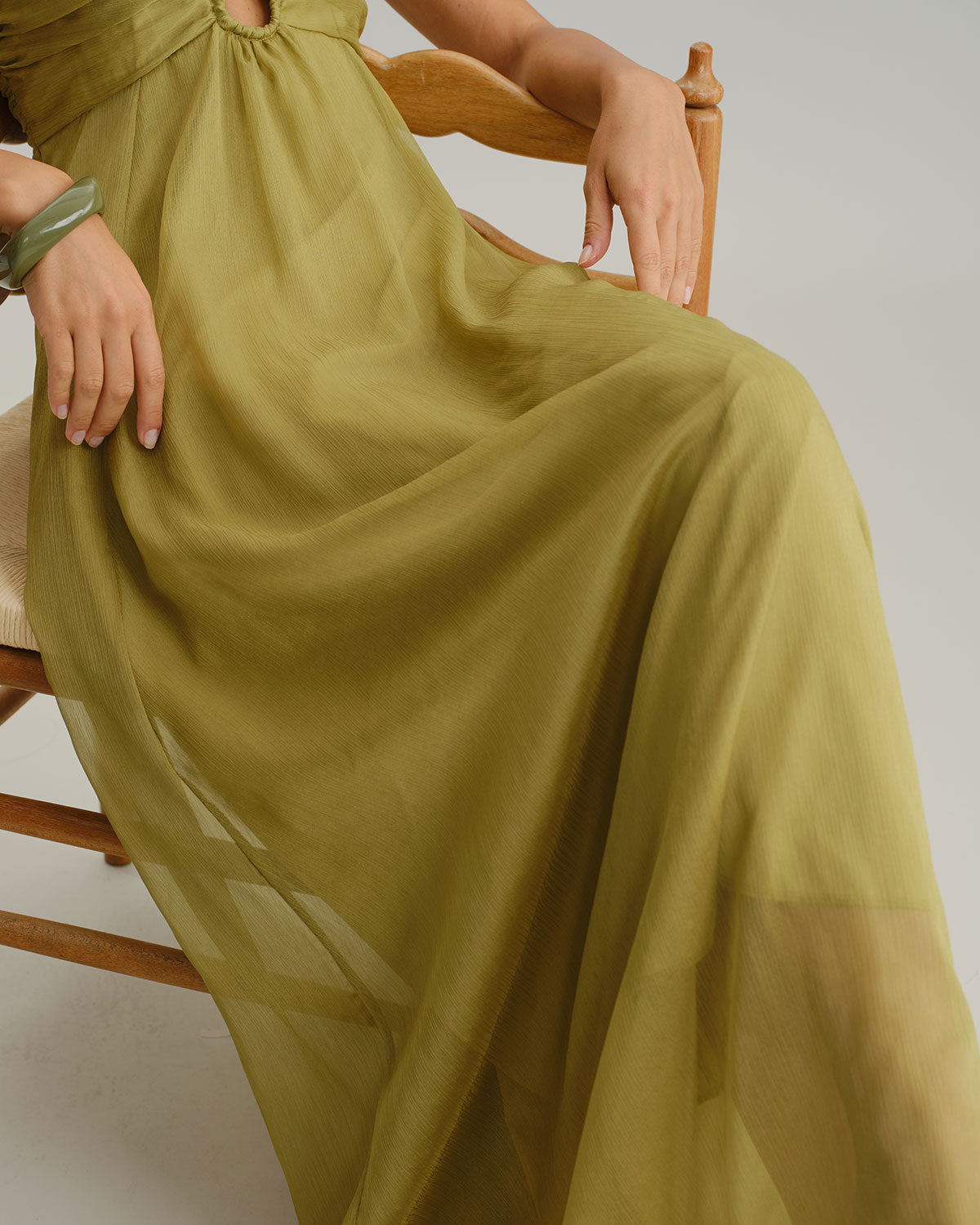 Green Flowy Slip Maxi Dress