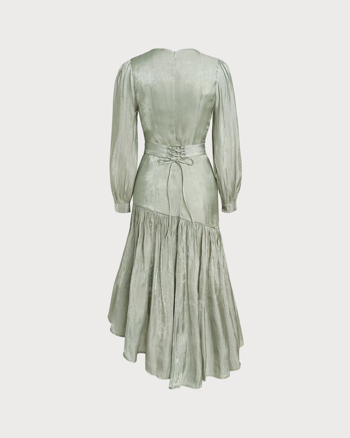 Green Boat Neck Ruched Maxi Dress