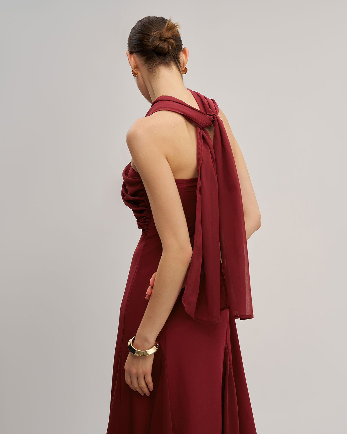 Wine Red Flowy Sleeveless Maxi Dress