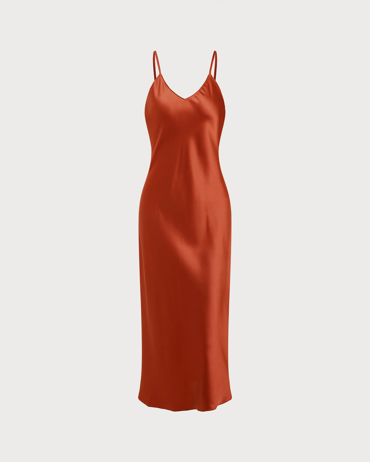 Brick Red Satin Slip Maxi Dress