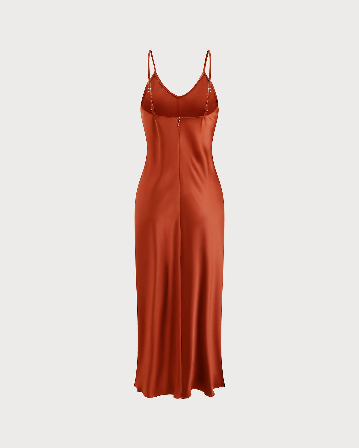 Brick Red Satin Slip Maxi Dress