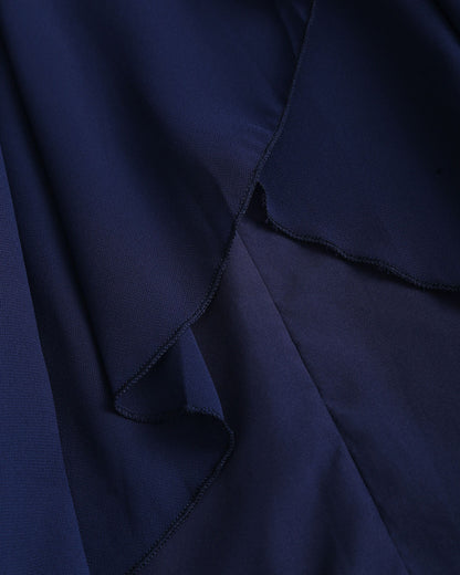 Navy V Neck A-Line Ruffle Maxi Dress