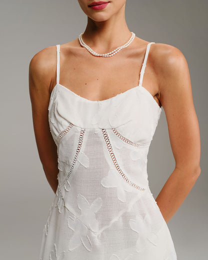 White Jacquard Slip Maxi Dress