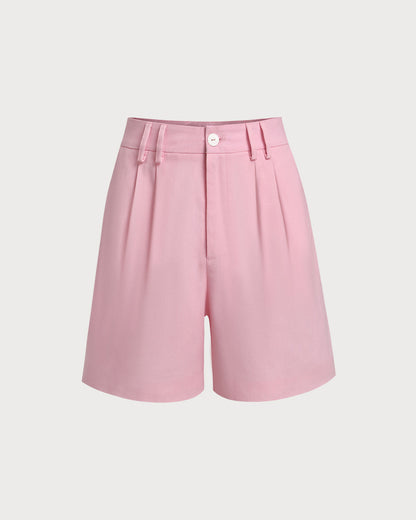 Pembe Büzgülü Cepli Şort